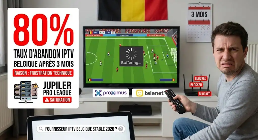 6_11zon Frustration utilisateur et abandon IPTV Belgique : problèmes de buffering et blocages sur Proximus et Telenet.