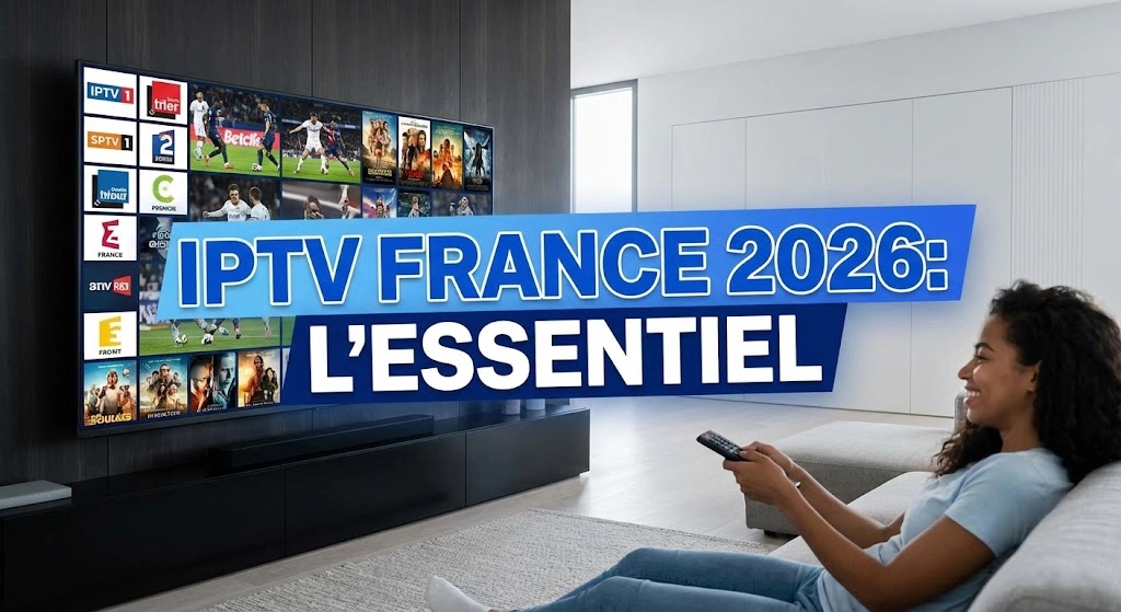 ccd Interface Smart TV moderne affichant les chaînes d'un Abonnement IPTV France en 2026.