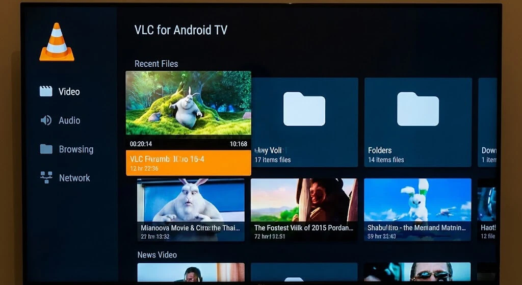 dfvbdf Interface VLC Media Player sur Smart TV