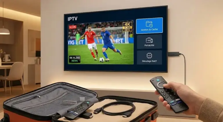 Interface IPTV Fire TV Stick avec chaînes sport 4K