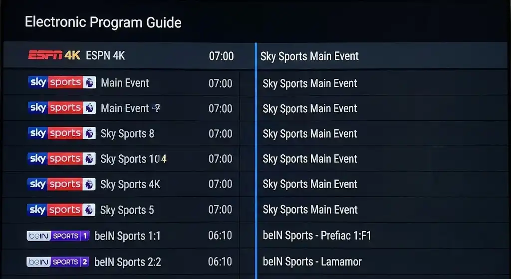3 (1)_11zon Interface EPG abonnement IPTV Premium avec chaînes sport